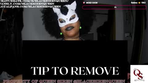 Snapshot of blacksirenqueen chatting on October 26, 10:11 am Queen Siren online show from October 26, 10:11 am
